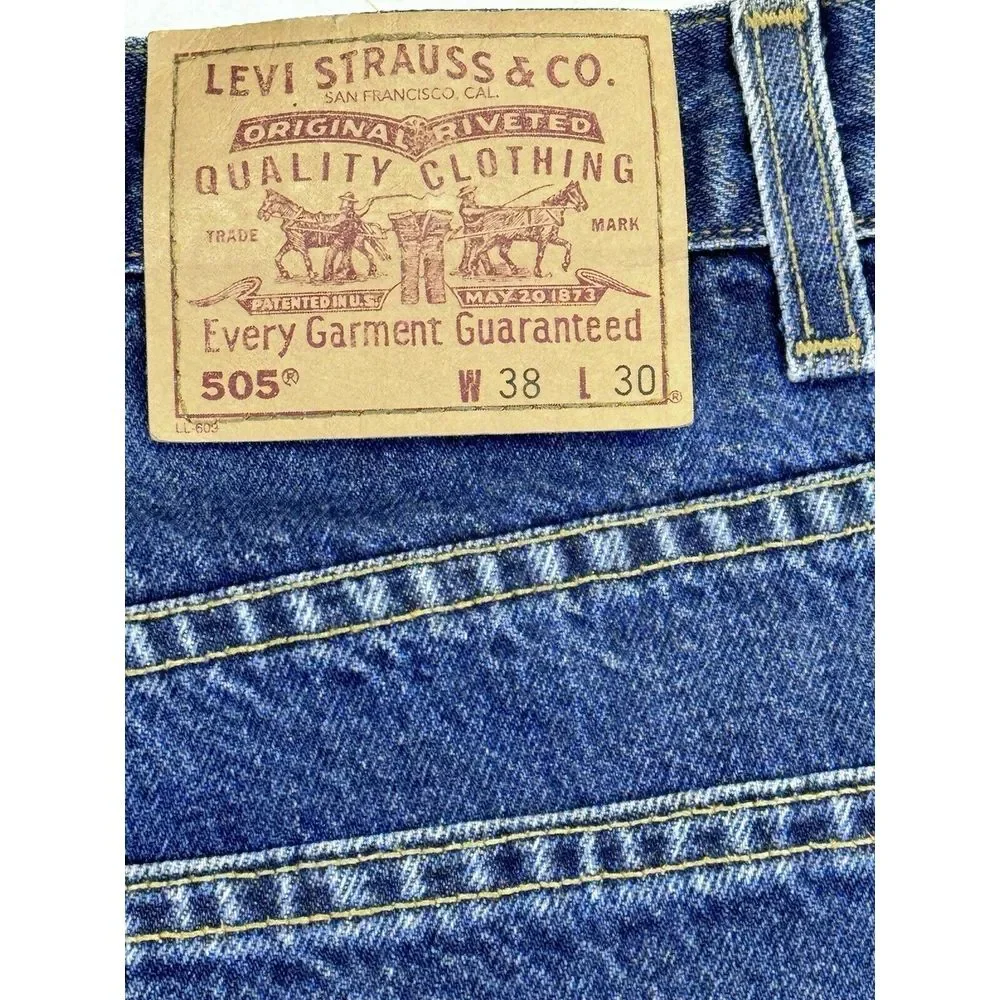 Levis 505 VINTAGE 89'Jeans‎ Blue Regular Fit Straight Leg Denim 38Wx30L.